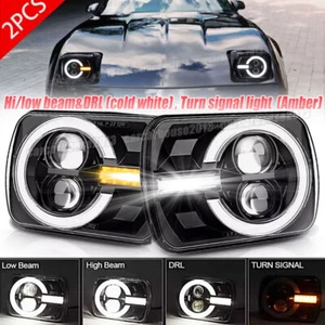 Pair 7x6'' 5x7'' DOT LED Headlights Hi/Lo DRL For Chevy Corvette C4 1984-1996 - Picture 1 of 18