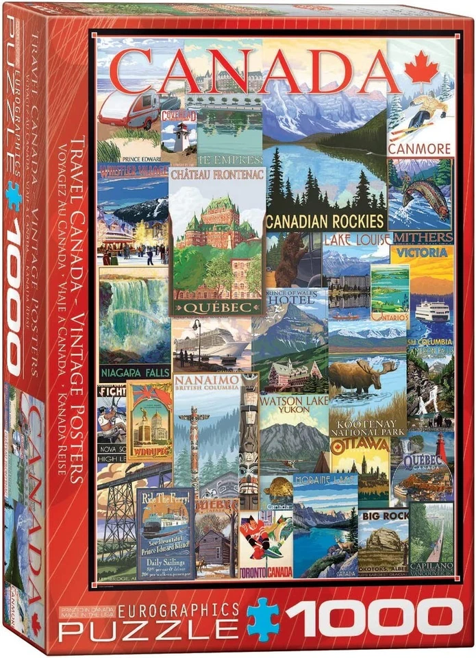 Canada Travel Posters 1000 piece jigsaw puzzle by Eurographics  680mm x 480mm - Image 1 of 2
