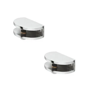 2 x Curved glass shelf support clamp brackets 6 - 10 mm Chrome 284.01.253 Hafele - Picture 1 of 4