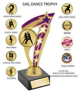Trofeo vela cheerleader irlandese sala da ballo Dance Street 21 cm INCISIONE GRATUITA - Foto 1 di 30