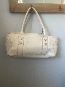 Vintage Michael Kors White Leather Purse Bag Tote - Picture 1 of 16