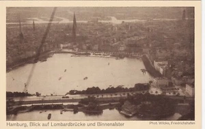 Zeppelin Postcard Germany Aerial View Gustav Eyb - Hamburg Lombard Bridge Alster - Picture 1 of 2