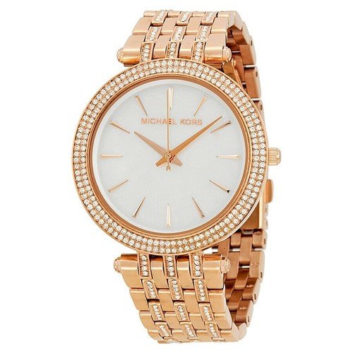 OROLOGIO MICHAEL KORS DARCI TONO ORO ROSA CRISTALLO PAVÈ GLITZ MOP BRACCIALE MK3220