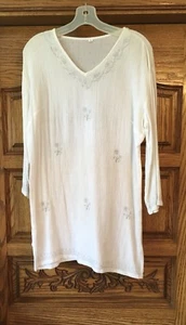 Túnica Blanca Manga Larga; Cubre; Camisón - Talla M - 100% Algodón - Imagen 1 de 6