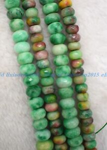 AAA 100% Faceted 6x10mm Multicolor Jadeite Rondelle Gemstone Loose Beads 15"