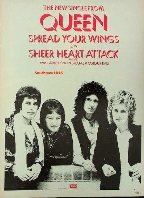 1977 Queen "Sheer Heart Attack" Song Release Music Industry Promo Reprint Ad - Image 1 of 1