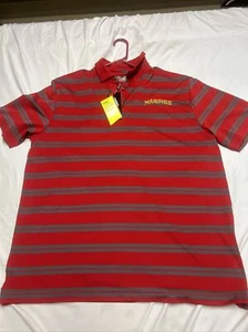 Under Armour Shirt Mens XL Heat Gear Red Stripes Loose Golf Polo Marines NWTags - Picture 1 of 6