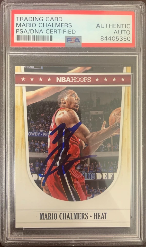 Mario Chalmers auto signed 2012 NBA Hoops #116 card Miami Heat PSA Encapsulated - Image 1 of 3