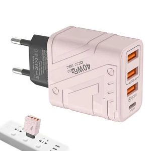Chargeur rapide pour téléphone portable 40W 3 ports USB C prise murale européenne adaptateur secteur voyage - Photo 1 sur 11