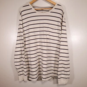 Free Assembly Damen 3XL elfenbeinfarben gestreift Langarm Tasche T-Shirt 100 % Baumwolle - Bild 1 von 7