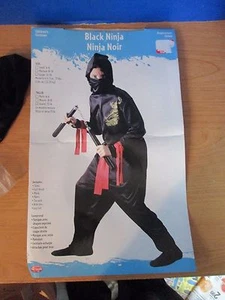 Fun World ~ schwarzes Ninja Halloween Kostüm ~ Jungen groß (12/14) - Bild 1 von 3