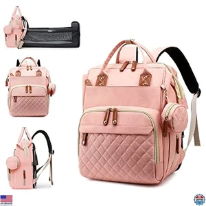 Wasserdichte 3-in-1 Wickeltasche Rucksack mit Wickelunterlage, große Reisetasche, rosa - Bild 1 von 6