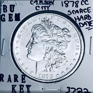 1878 CC BU GEM MORGAN SILVER DOLLAR UNC MS+++ U.S. MINT RARE KEY COIN 3722 - Picture 1 of 3