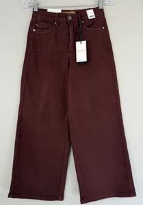Judy Blue Wide Leg Crop Garment Dyed Jeans Women’s 1/25 High Waist Oxblood - Picture 1 of 12