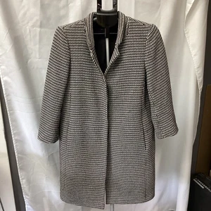 LOFT Ann Taylor Women’s P-Coat Trench Coat Black And White Size Small - Picture 1 of 9