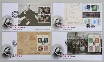 2025 Stamps of Queen Victoria Prestige Booklet PSB Panes Set of 4 FDC 4 diff Pmk - Image 1 of 4