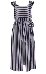 NEW Bonnie Jean Girls Size 4 NAVY STRIPE Walk-Through Skirted Shorts Romper NWT - Picture 1 of 4