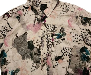RVCA Mens Sarah Delaney Floral Short Sleeve Button Up Shirt Slim Size M - Picture 1 of 8