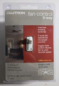 Interruptor Toggler Lutron TGFSQ-FH-WH 3 velocidades control ventilador encendido/apagado UL - Imagen 1 de 6
