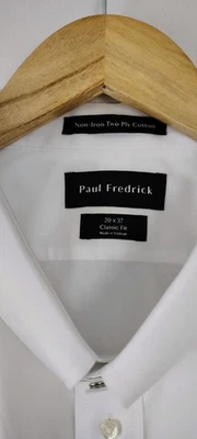 Camisa de vestir Paul Frederick para hombre 20-37 blanca puño francés dos capas de algodón Foto 1 de 4