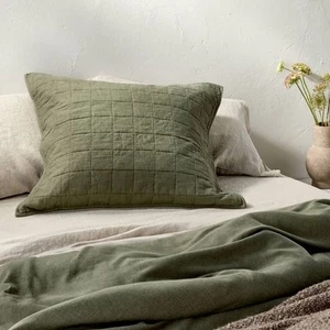 Euro Heavyweight Linen Blend Quilt Sham Olive Green - Casaluna - Picture 1 of 3
