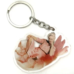 Meryl Streep Lying on Jumbo Shrimp Keychain Pink Red Famous Actress Quirky Fun - Picture 1 of 3