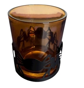 Spinnen Kerzen Teelichthalter Glas orange - Bild 1 von 2