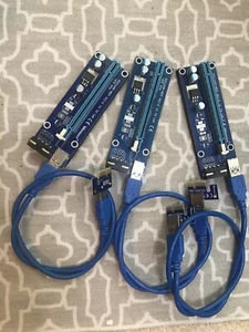Lot Of 3 GPU Mining Riser VER 006 PCI-E Express 1 to 16x Extender Adapter - Picture 1 of 2