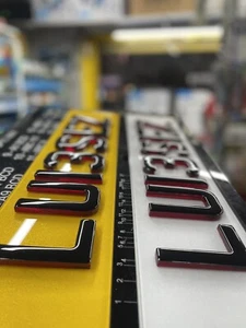 4D GEL 6.9MM NEON RED NUMBER PLATES MOT, DVLA & UK RD COMPLIANT (SET OF 2) - Picture 1 of 5