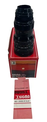 Sigma 80-200mm f/3.5 Zoom Lens for Konica Mount - Vintage Telephoto Original Box - Image 1 of 4
