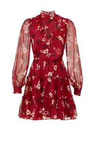 KATE SPADE CAMELIA CHIFFON SILK DRESS UK 8 US 4 DEEP RUSSET RED RRP £375 - Picture 1 of 7