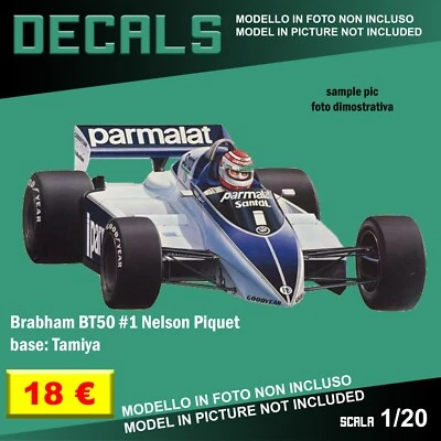 DECALS repro F1 Brabham BT50 #1 Nelson Piquet BMW  Tamiya 1/20 1 20 decal - Immagine 1 di 2