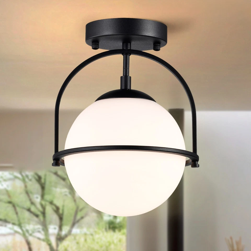 Mid Century Modern globe ceiling light Semi Flush Mount Ceiling Light Fixture - Image 1 of 4