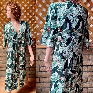 CHAQUETA PLUMERO RACHEL ZOE Chic NUEVA SIN ETIQUETAS Tropical Estampado HOJA DE PALMA Talla Única - Imagen 1 de 15