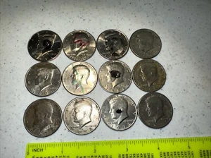12 Coin Lot Kennedy Half Dollars Damage & Marked Coin - Picture 1 of 11