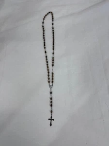 Vintage Jerusalem Holz Rosenkranz Handarbeit Perlen Kreuz 19" Olivenholz - Bild 1 von 7