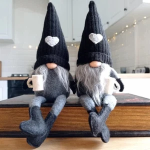 2 Pcs Coffee Gnomes Plush Bar Decor, Handmade Swedish Tomte Gnomes Gifts - Picture 1 of 11