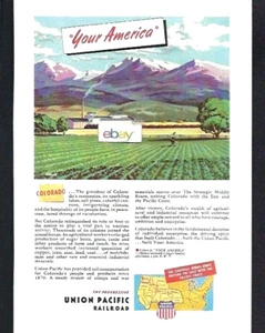 UNION PACIFIC RAILROAD 1945 TU AMÉRICA COLORADO ANUNCIO DE LA SEGUNDA GUERRA MUNDIAL - Imagen 1 de 1