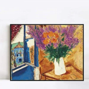 Framed Canvas Giclee Print Art Flower 11 by Marc Chagall Wall Art Decor 24"x32" - Picture 1 of 8