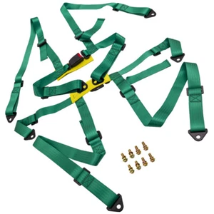 Universal 4 Point Safety Harness Seat Belt 2 Inch Strap Green 2 Packs - Picture 1 of 6