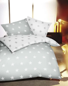 Biber Bettwäsche Set | Feinbiber | Kaeppel | Stars Fb. schiefer/weiss 2 tlg.