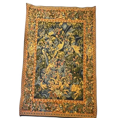 Tapiz vintage de inspiración renacentista para colgar en la pared hojas de flores pájaro varilla bolsillo Foto 1 de 4