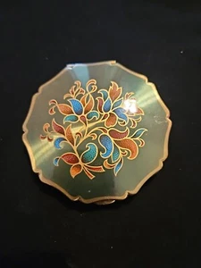 Vintage Stratton Pulver kompakt goldfarbene Blumen - Bild 1 von 5