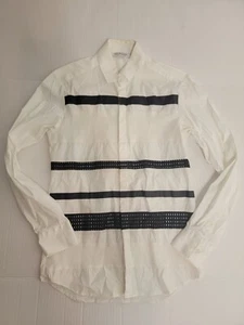 Neil Barrett Button Up Shirt Mens Sz 39 Slim Fit Colorblock White Black Striped - Picture 1 of 10