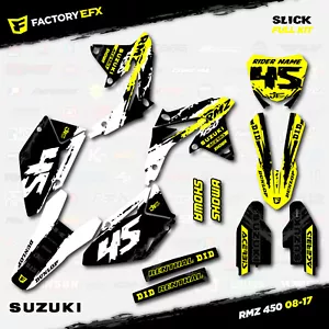 White Yellow Slick Racing Graphics Kit fits 08-17 Suzuki RMZ450 Sticker RMZ 450 - Bild 1 von 5