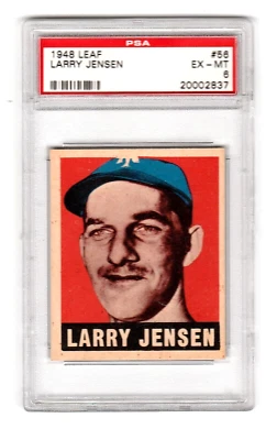 1948 LEAF BASEBALL CARD #56 LARRY JENSEN RC GRADED PSA 6 NQ MLB NEW YORK GIANTS - Image 1 of 4