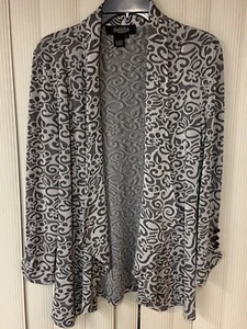 Pech&Pech Women’s Knit Jacket,gray, Size M, Open Front, Ruched Sleeves, - Picture 1 of 7