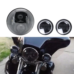 7" inch Led Headlight + 4.5" Fog Lights For Yamaha V-Star XVS 650 950 1100 1300 - Picture 1 of 12