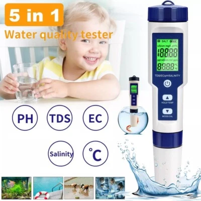 Digital PH Wert Messgerät Pool TDS EC Temp Salzgehalt Tester Wasserqualitätstest - Bild 1 von 4