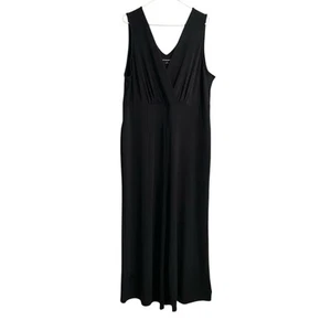 Soft Surroundings Penelope Jumpsuit weites Bein V-Ausschnitt ärmellos schwarz Gr. 1X - Bild 1 von 7